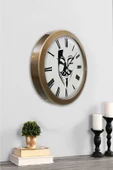 Platin Saat Hediyelik 36 Cm Eskitme Metal Maske Duvar Saati - 2