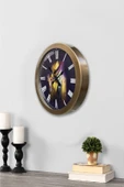 Platin Saat Hediyelik 36 Cm Eskitme Metal Maske Duvar Saati - 3