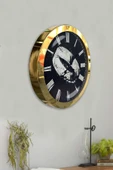 Platin Saat Hediyelik 36 Cm Gold Metal Yüzük Duvar Saati - 4