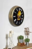 Platin Saat 40 cm Eskitme Metal Kitap - Insan Duvar Saati - 2