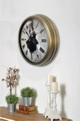 Platin Saat Sarı Eskitme Metal Dans Duvar Saati - 3