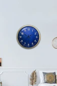 Platin Saat 40 Cm Eskitme Metal Mavi Duvar Saati - 4