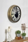 Platin Saat Sarı Eskitme Metal Dans Duvar Saati - 2
