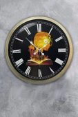 Platin Saat 40 cm Eskitme Metal Kitap - Insan Duvar Saati - 1