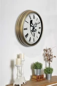 Platin Saat Hediyelik 40 Cm Eskitme Metal Maske Duvar Saati - 2