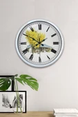 Platin Saat Hediyelik 40 Cm Beyaz Metal Manzara Duvar Saati - 4