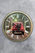 Platin Saat 40 Cm Eskitme Metal Fiat 500 Duvar Saati - 1