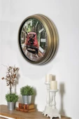 Platin Saat 40 Cm Eskitme Metal Fiat 500 Duvar Saati - 3