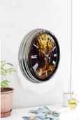 Platin Saat Hediyelik Dekoratif 40 Cm Krom Metal Çello Duvar Saati - 2