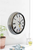 Platin Saat 40 Cm Krom Metal Eyfel Kulesi Duvar Saati - 2