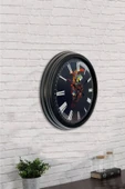 Platin Saat Hediyelik 40 Cm Siyah Metal Papağan Duvar Saati - 4