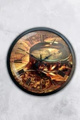 Platin Saat Hediyelik 40 Cm Siyah Metal Harita Duvar Saati - 1