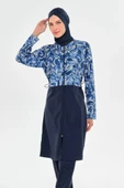 Rozamay 253502 Viola Lacivert  Tam Boy Lycralı Dijital Desen Tesettür Mayo thumbnail 1