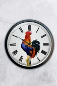 Platin Saat Hediyelik 40 Cm Siyah Metal Horoz Duvar Saati - 1