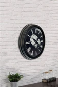 Platin Saat Hediyelik 40 Cm Siyah Metal Yüzük Duvar Saati - 2