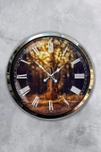 Platin Saat Hediyelik Dekoratif 40 Cm Krom Metal Çello Duvar Saati - 1