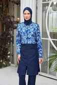 Rozamay 253502 Viola Lacivert  Tam Boy Lycralı Dijital Desen Tesettür Mayo thumbnail 2