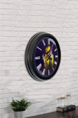 Platin Saat Hediyelik 40 Cm Siyah Metal Maske Duvar Saati - 4