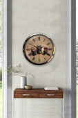 Platin Saat 40 Cm Krom Metal Fotoğraf Makinası Duvar Saati - 4