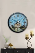 Platin Saat 40 Cm Siyah Metal Taç Mahal Duvar Saati - 2