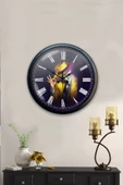 Platin Saat Hediyelik 40 Cm Siyah Metal Maske Duvar Saati - 2