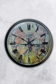Platin Saat Hediyelik 40 Cm Siyah Metal Tasarım Duvar Saati - 1