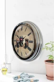 Platin Saat 40 Cm Krom Metal Fotoğraf Makinası Duvar Saati - 3