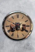 Platin Saat 40 Cm Krom Metal Fotoğraf Makinası Duvar Saati - 1