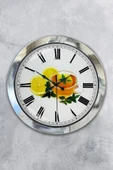 Platin Saat 36 Cm Krom Metal Limonlu Çay Duvar Saati - 1