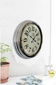 Platin Saat Hediyelik 40 Cm Krom Metal Tasarım Duvar Saati - 4