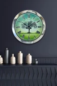Platin Saat Hediyelik 36 Cm Krom Metal Çınar Duvar Saati - 2