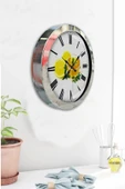Platin Saat 36 Cm Krom Metal Limonlu Çay Duvar Saati - 4