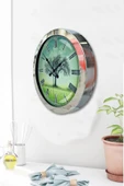 Platin Saat Hediyelik 36 Cm Krom Metal Çınar Duvar Saati - 3