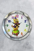 Platin Saat Hediyelik 36 Cm Krom Metal Palyaço Duvar Saati - 1