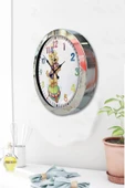 Platin Saat Hediyelik 36 Cm Krom Metal Palyaço Duvar Saati - 3