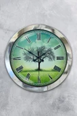 Platin Saat Hediyelik 36 Cm Krom Metal Çınar Duvar Saati - 1