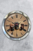 Platin Saat 36 Cm Krom Metal Fotoğraf Makinası Duvar Saati - 1