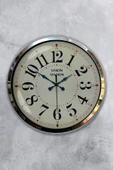 Platin Saat Hediyelik 40 Cm Krom Metal Tasarım Duvar Saati - 1