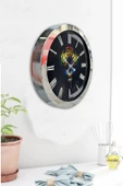 Platin Saat Hediyelik 36 Cm Krom Metal Hayvanlar Duvar Saati - 4