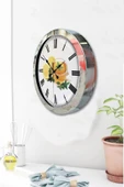 Platin Saat 36 Cm Krom Metal Limonlu Çay Duvar Saati - 3
