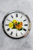 Platin Saat 40 Cm Krom Metal Limonlu Çay Duvar Saati - 1