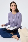 Peraluna Celine, Ajur Örgülü Kadın Triko Hırka - LAVANTA thumbnail 7