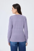 Peraluna Celine, Ajur Örgülü Kadın Triko Hırka - LAVANTA thumbnail 8