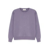 Peraluna Cleo Düz Örgü Kadın Mevsimlik Triko Kazak - Lila thumbnail 9