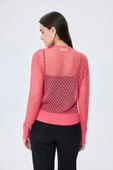 Peraluna Addison Ajur Örgülü Kadın Triko Hırka - KORAL - 8