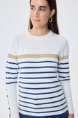 PERALUNA Dreamer Çizgili, Kadın Triko Kazak - EKRU ÇİZGİLİ thumbnail 6