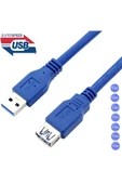 USB 3.0 Erkek Dişi Uzatma Kablosu 1 Metre Hızlı Veri Aktarımı Mavi Renk - 6