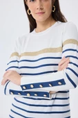 PERALUNA Dreamer Çizgili, Kadın Triko Kazak - EKRU ÇİZGİLİ thumbnail 4