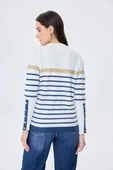 PERALUNA Dreamer Çizgili, Kadın Triko Kazak - EKRU ÇİZGİLİ thumbnail 7