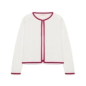 Peraluna Desert Palm, Palmiye Desenli, Kadın Yazlık Triko Hırka - Ekru - 11